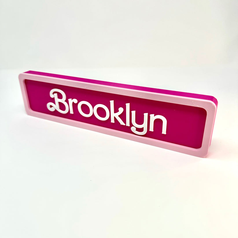 Open Sign Barbie Barbie-Inspired Personalized Custom 3D-Printed Name Sign – CAL BrickLab 3D