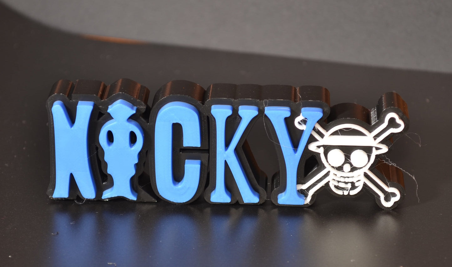One Piece-Inspired Personalized Custom 3D-Printed Name Sign