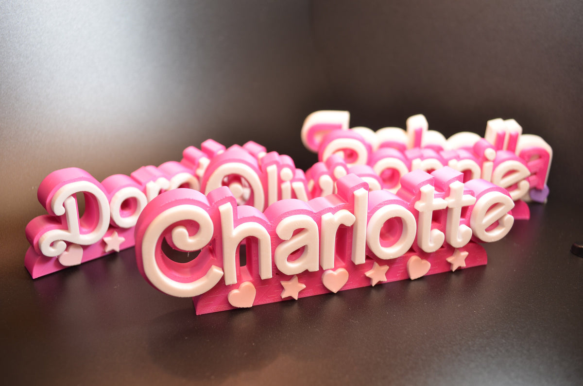 Open Sign Barbie Barbie-Inspired Personalized Custom 3D-Printed Name Sign – CAL BrickLab 3D